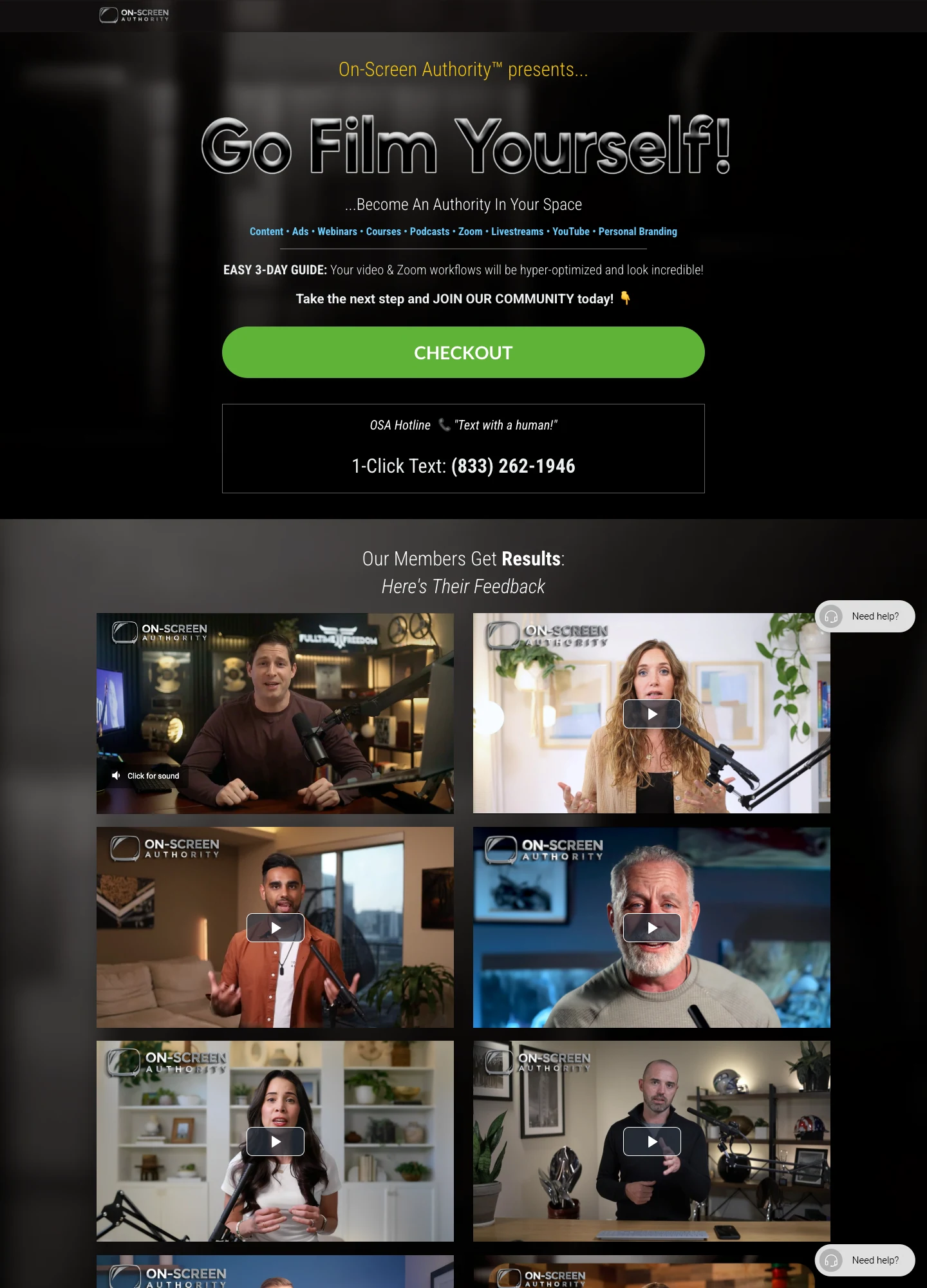 On-Screen Authority — Go Film Yourself — captured interface