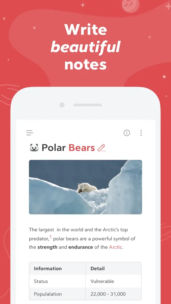 Bear — Rich note and table