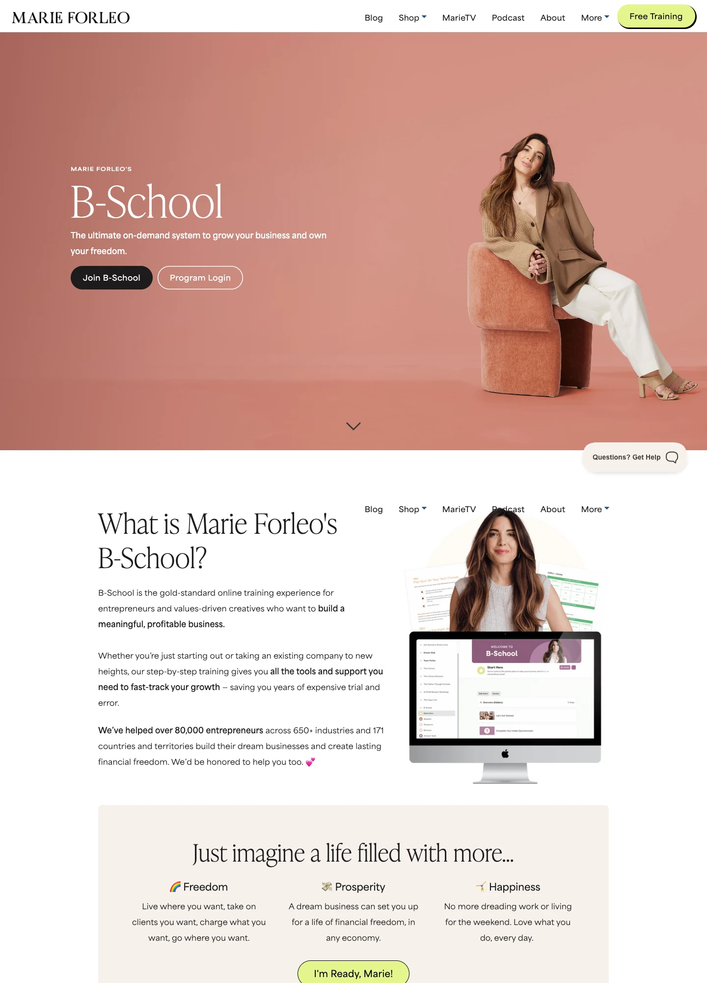 Marie Forleo — B-School — captured interface