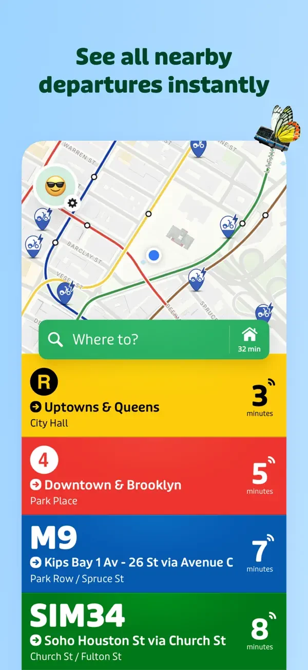 Transit — Nearby departures