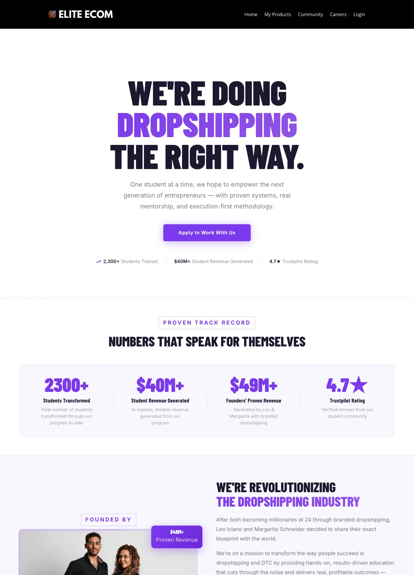 Elite Ecom — Coaching Program — captured interface