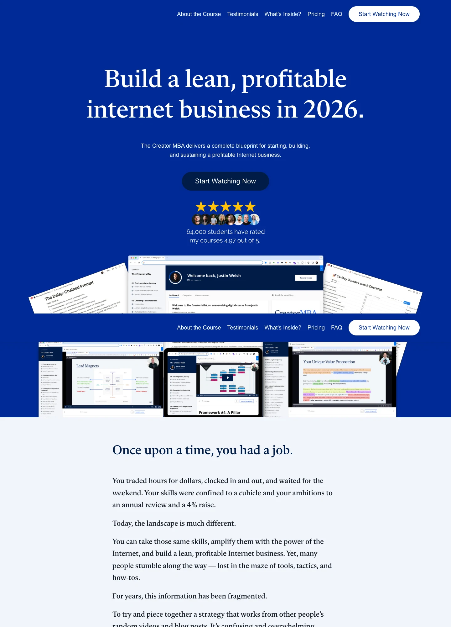 Justin Welsh — The Creator MBA — captured interface