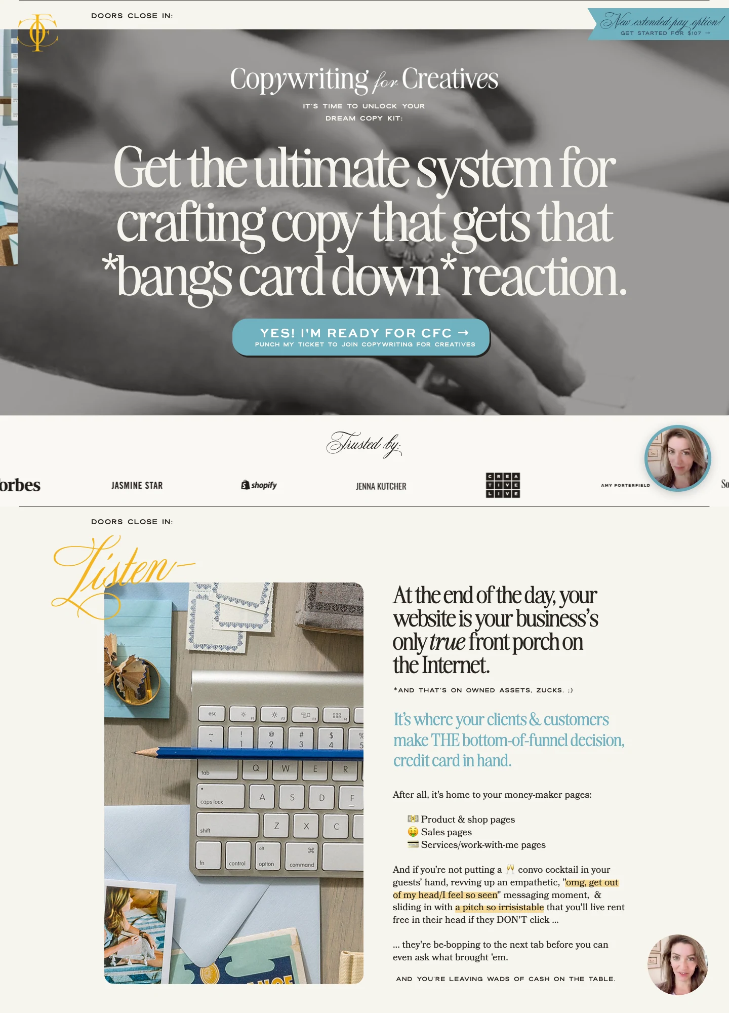 Ashlyn Writes — Copywriting for Creatives — captured interface