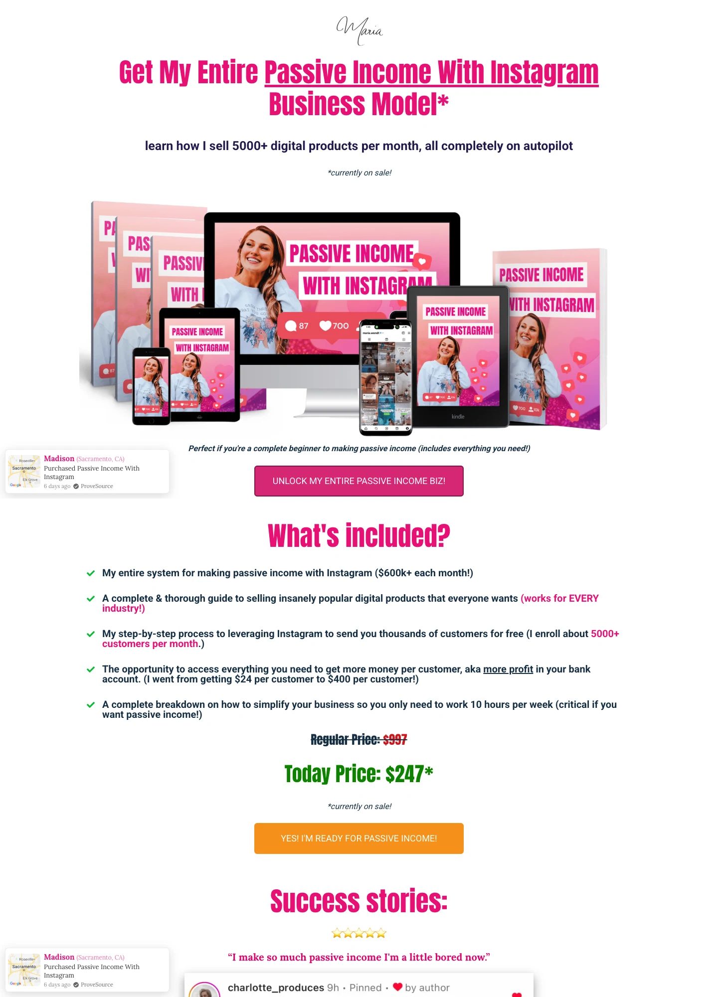 Maria Wendt — Passive Income With Instagram — captured interface