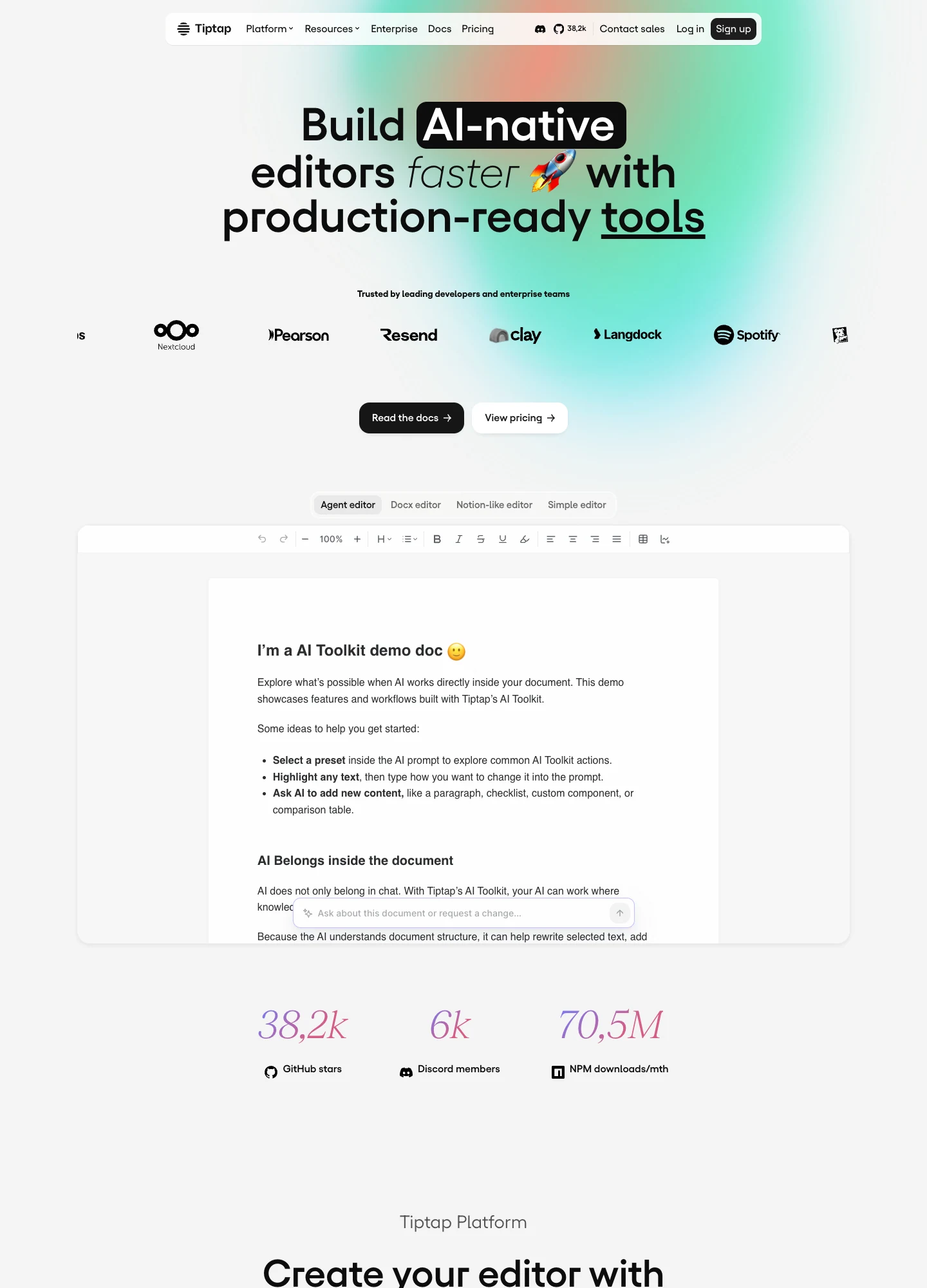 Tiptap — captured interface