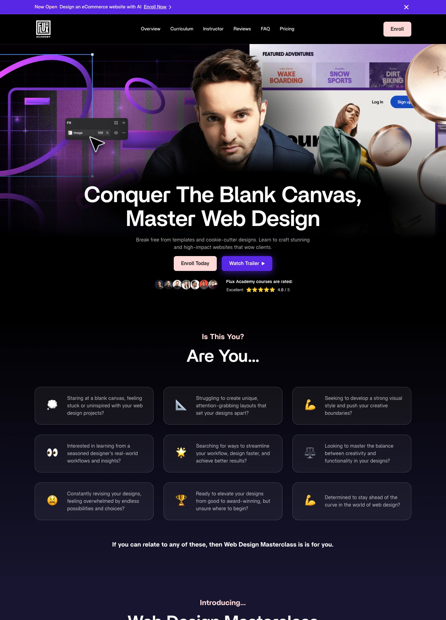 Flux Academy — Web Design Masterclass — captured interface