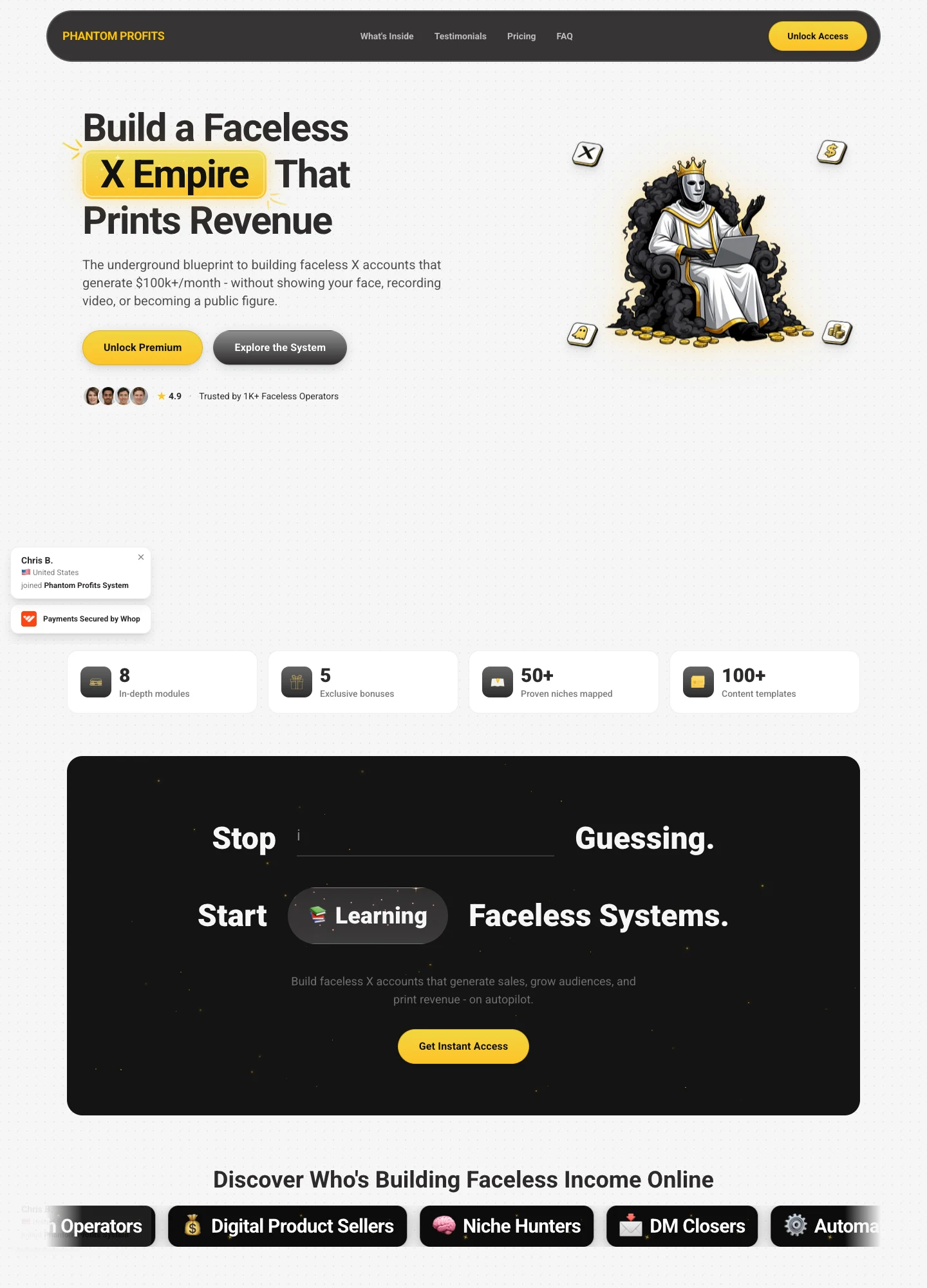 Phantom Profits — X Creator System — captured interface