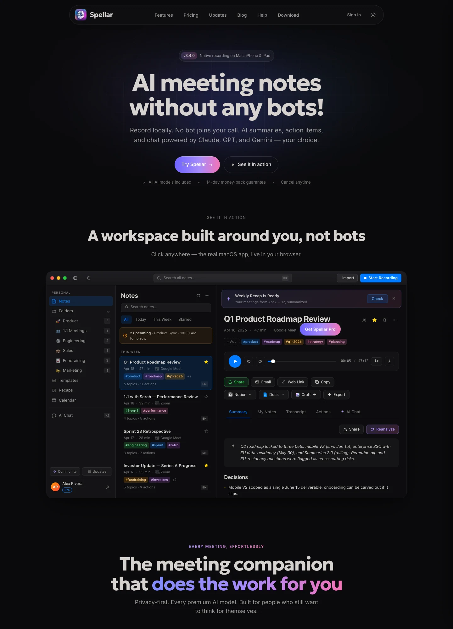 Spellar — captured interface