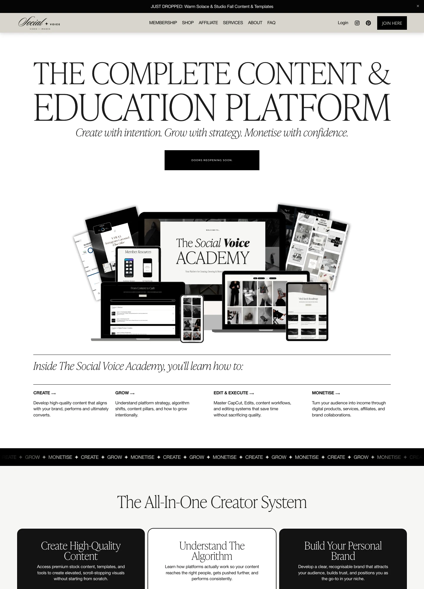 The Social Voice — Academy — captured interface