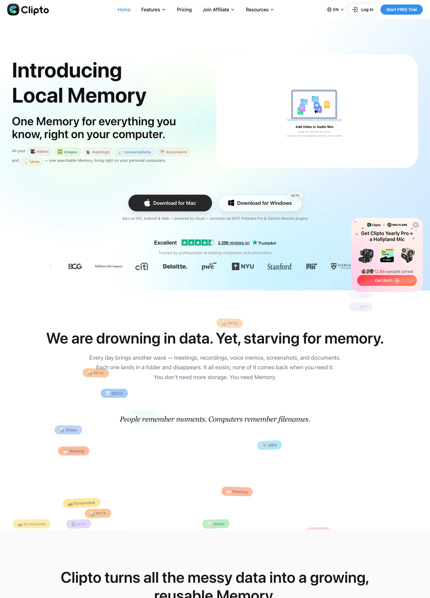 Clipto — captured interface