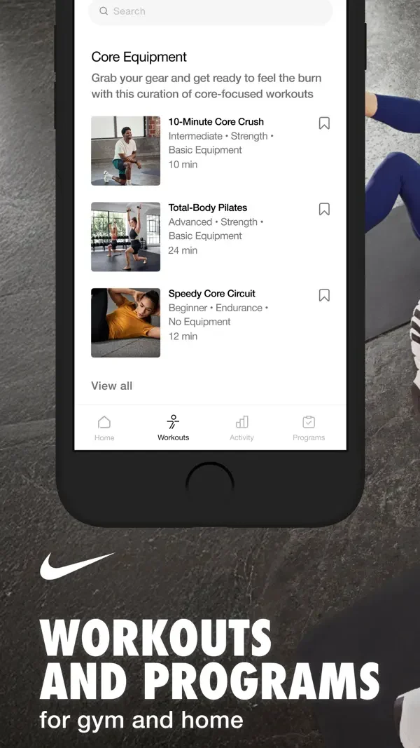 Nike Training Club — Workout list