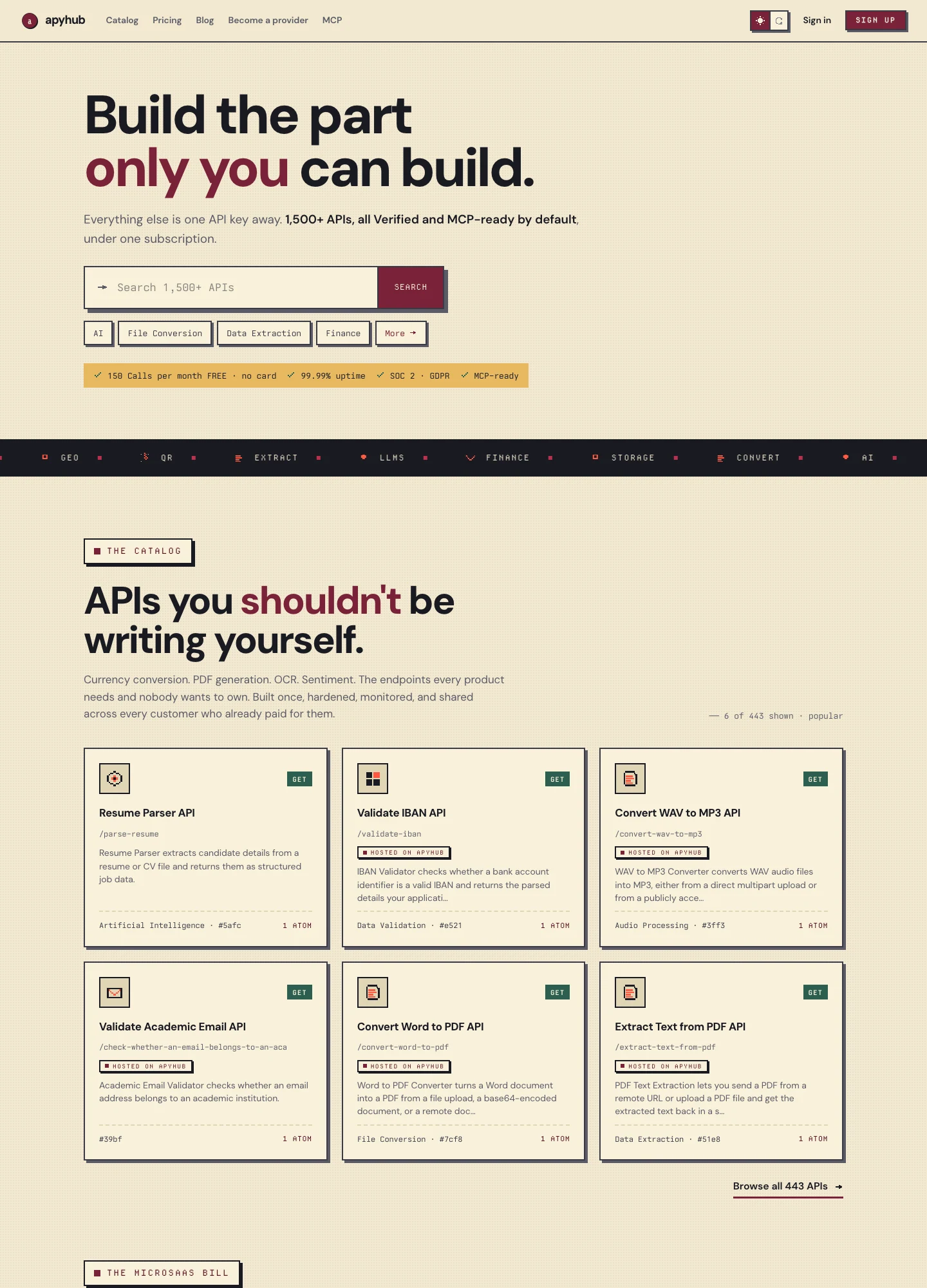 ApyHub — captured interface