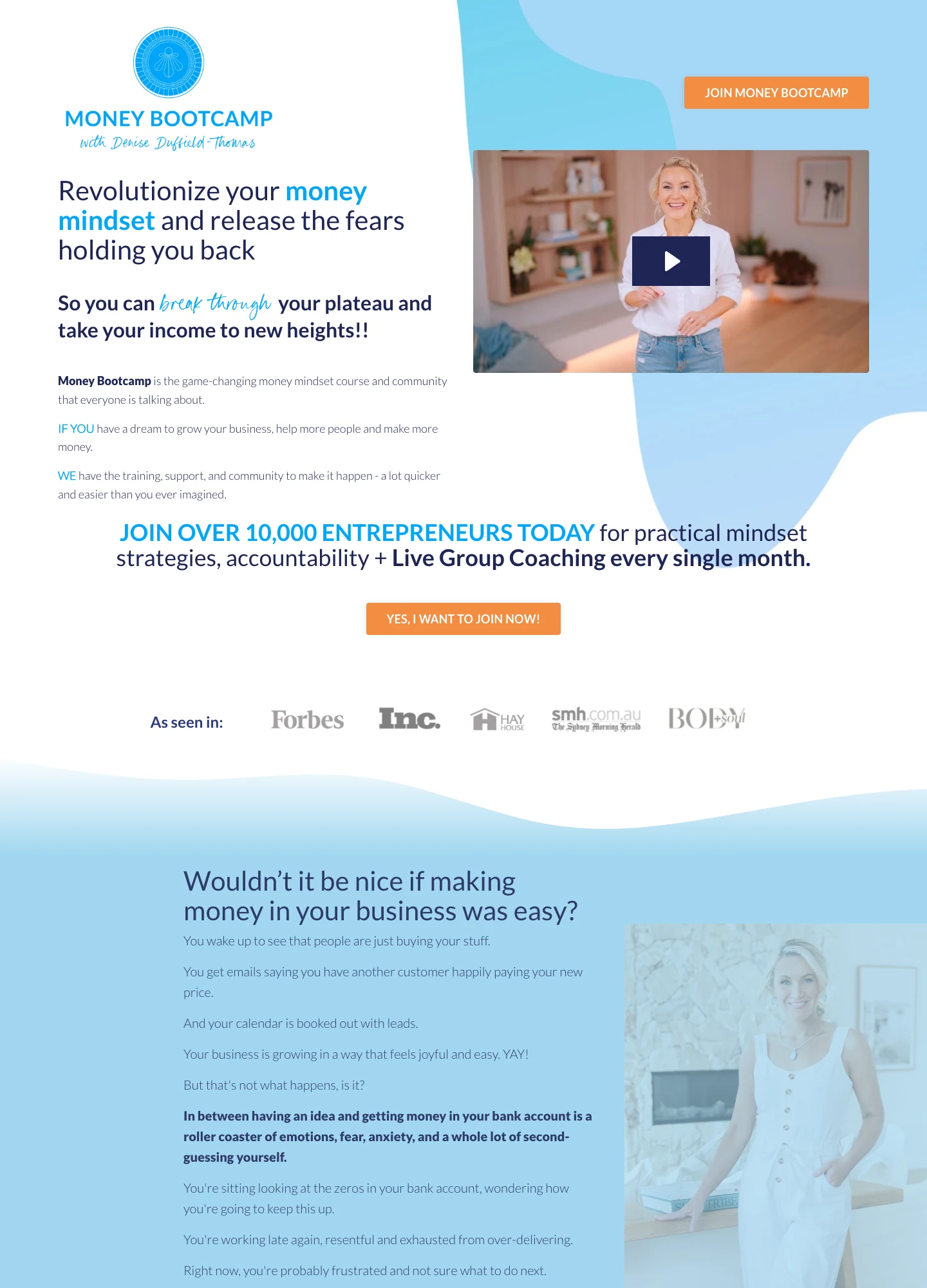 Denise Duffield-Thomas — Money Bootcamp — captured interface