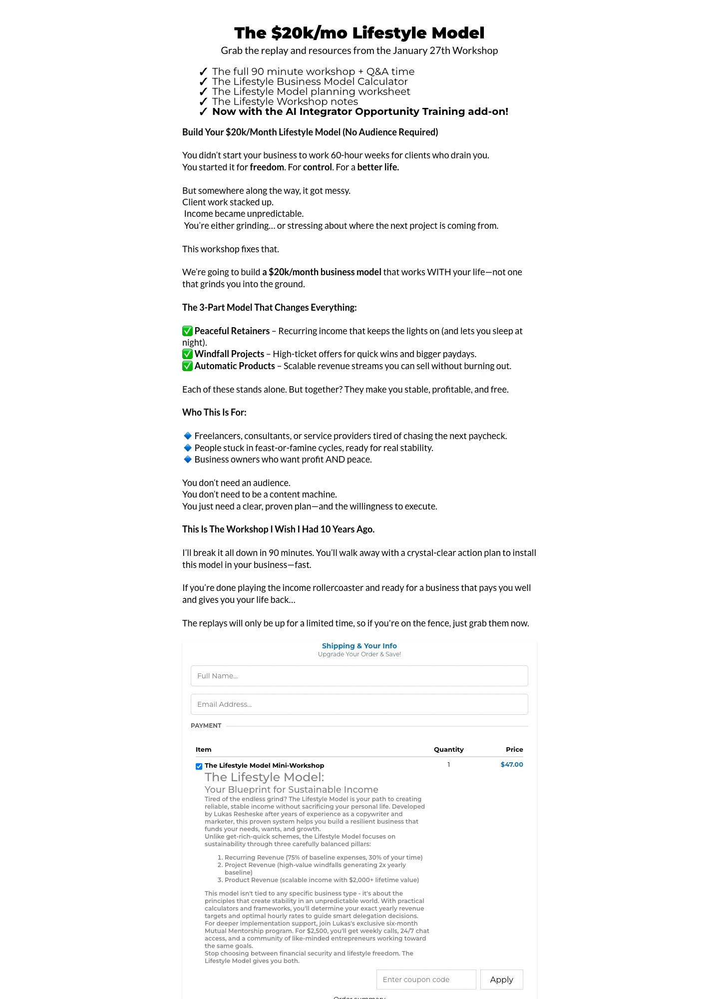 Lukas Resheske — The Lifestyle Model — captured interface