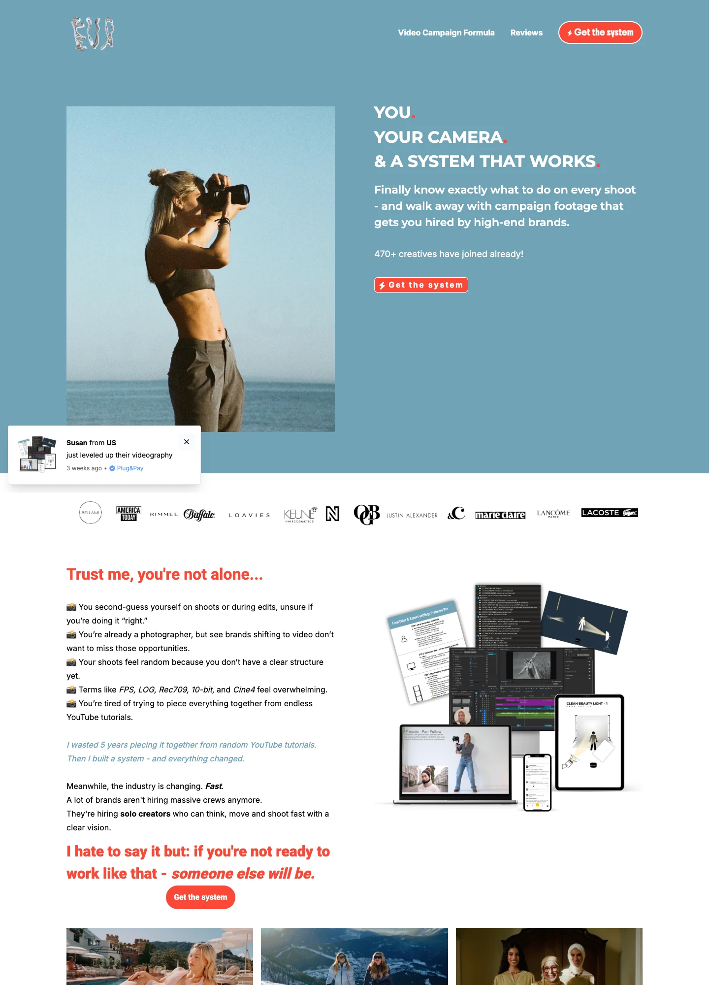Eva Glasbeek — Video Campaign Formula — captured interface