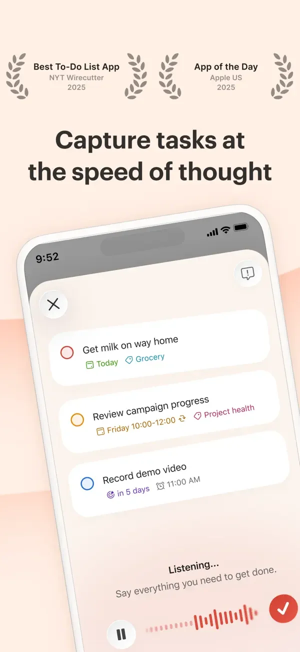 Todoist — Voice task capture