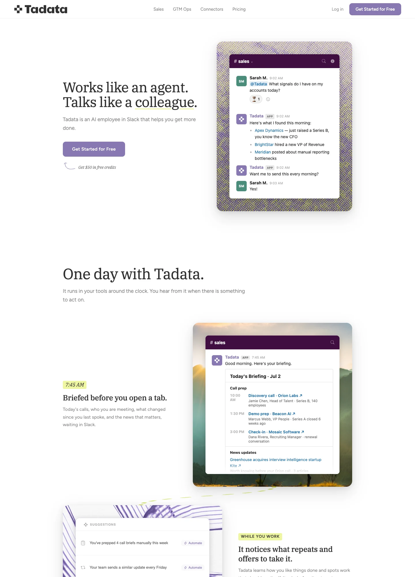 Tadata — captured interface