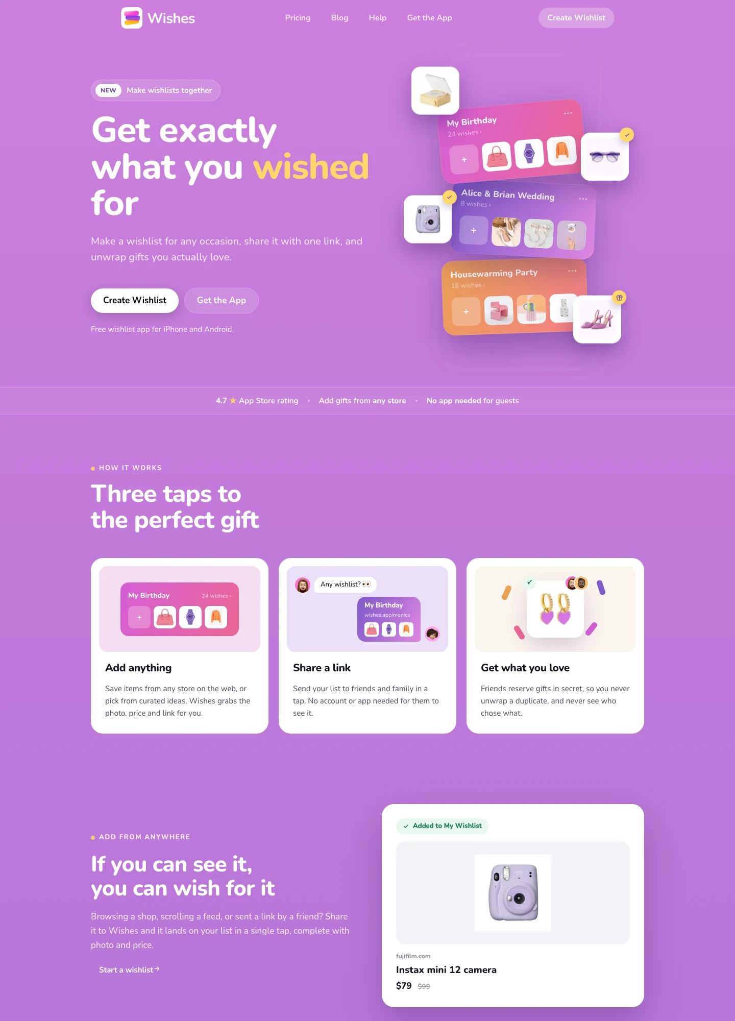 Wishes — captured interface