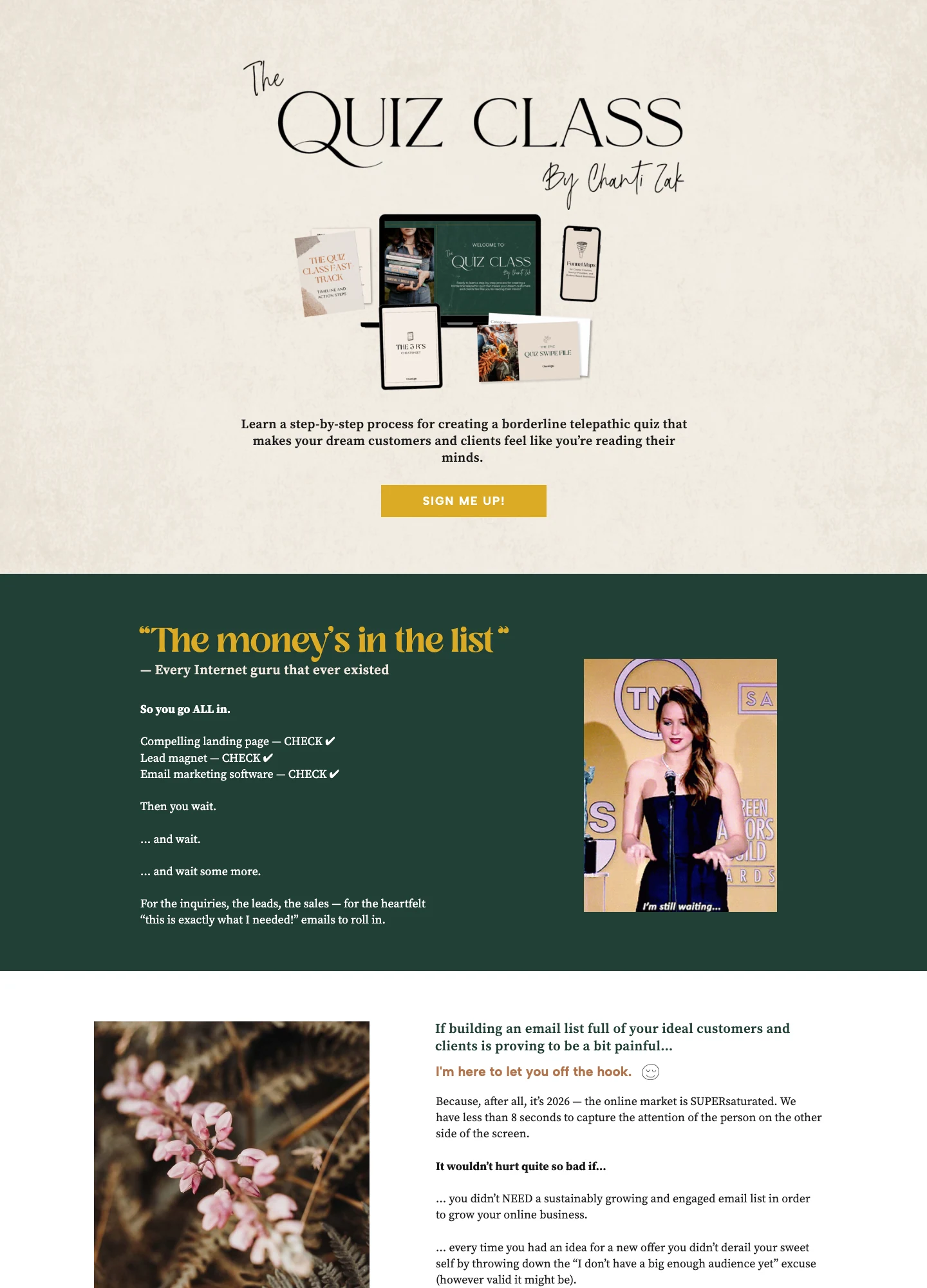 Chanti Zak — The Quiz Class — captured interface