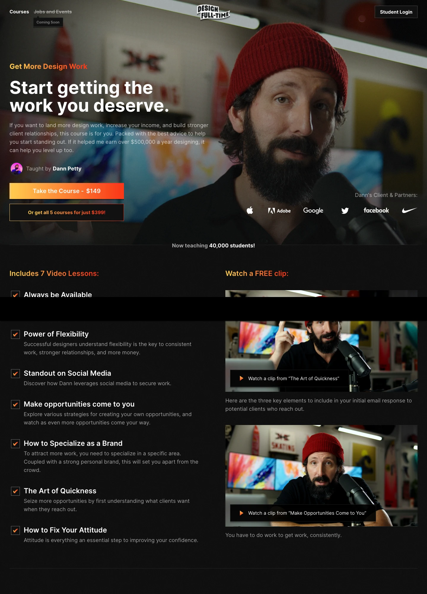 Dann Petty — Get More Design Work — captured interface