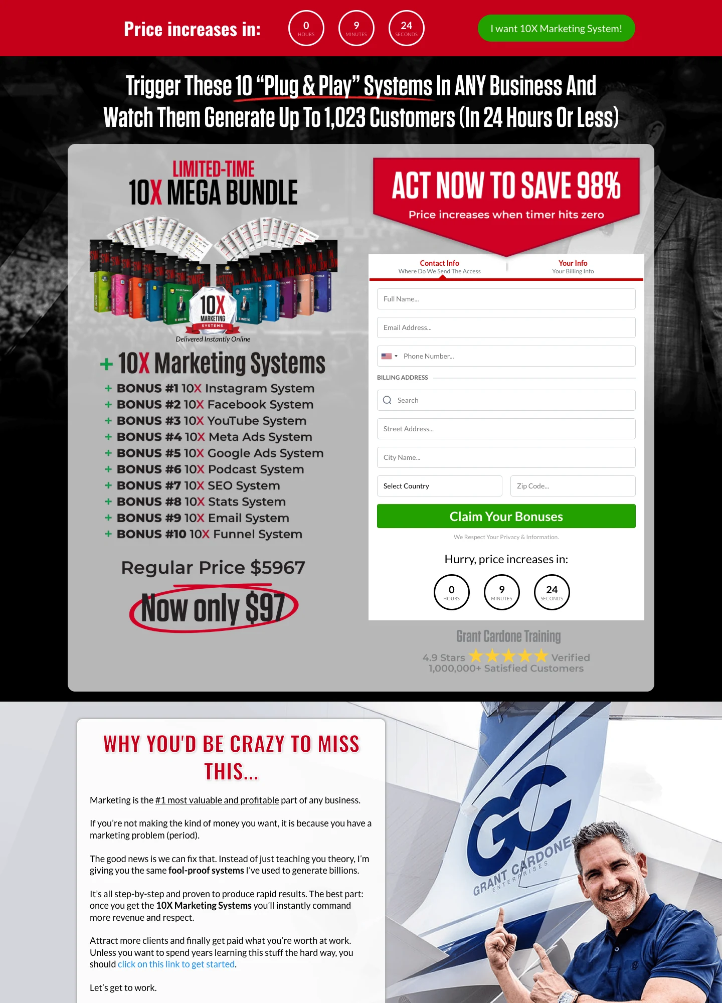 Grant Cardone — 10X Marketing Systems — captured interface