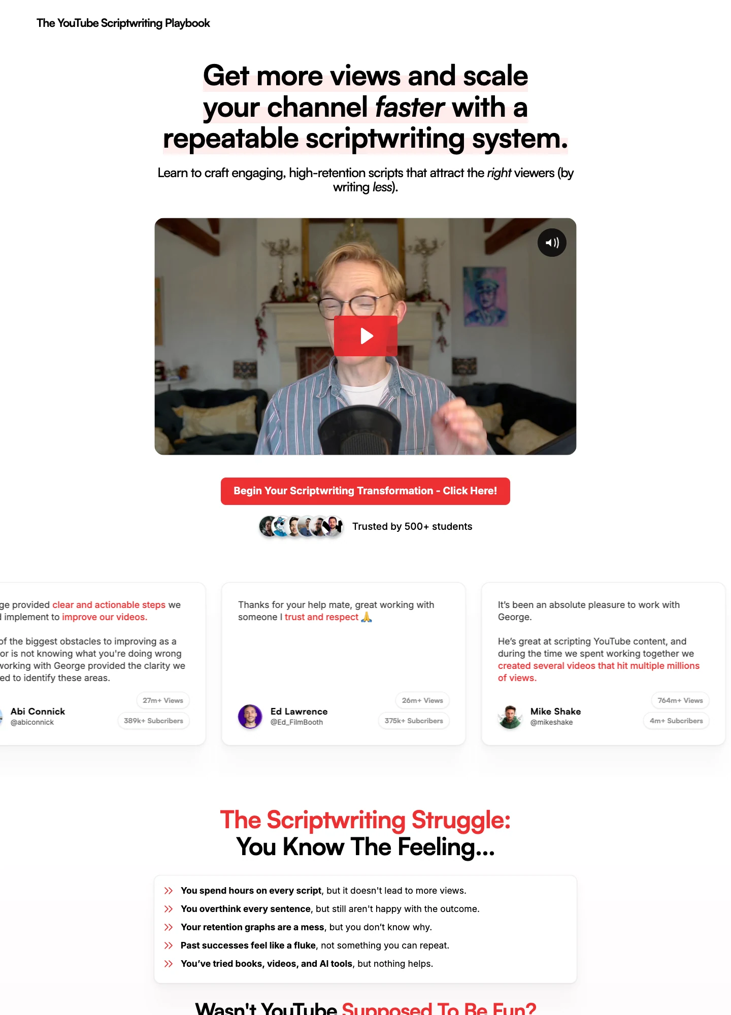 George Blackman — The YouTube Scriptwriting Playbook — captured interface