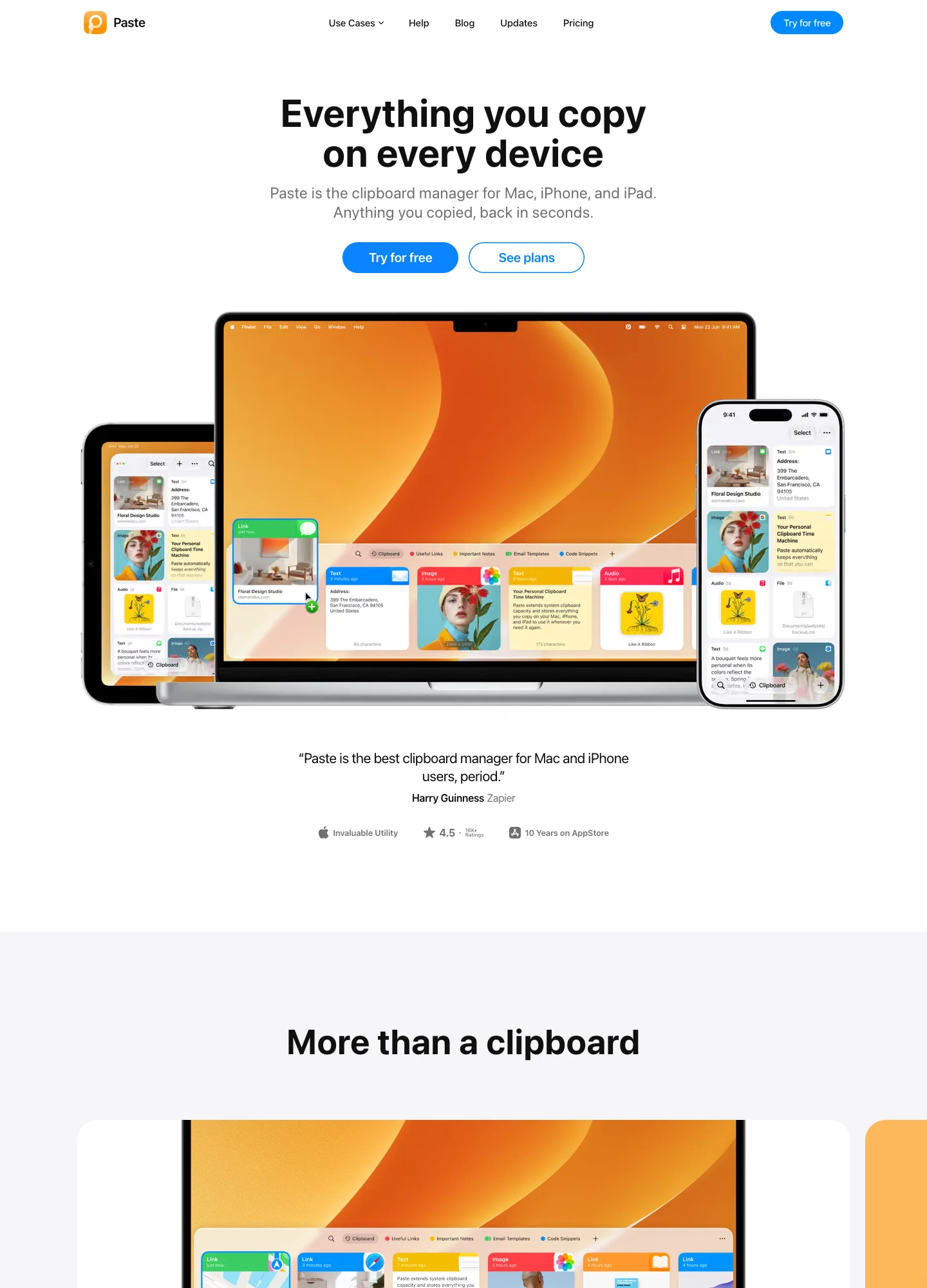 Paste — captured interface