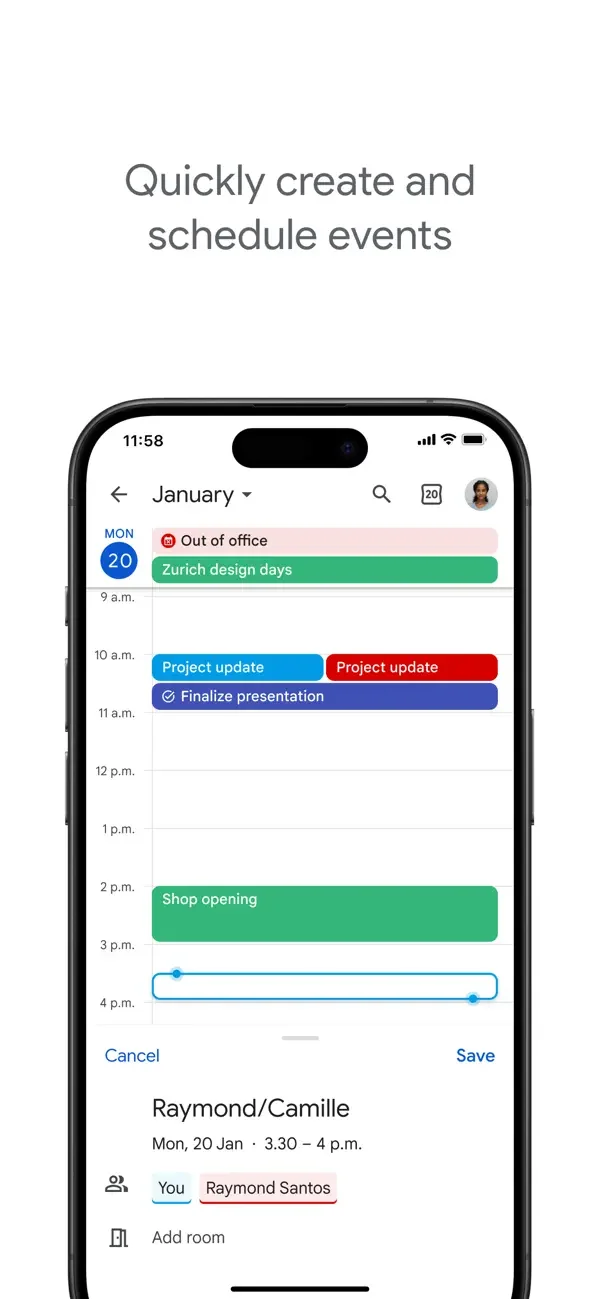 Google Calendar — Event creation