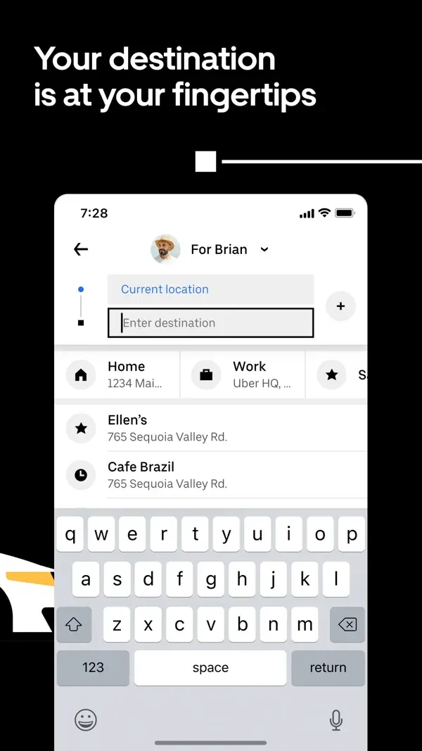 Uber — Destination entry