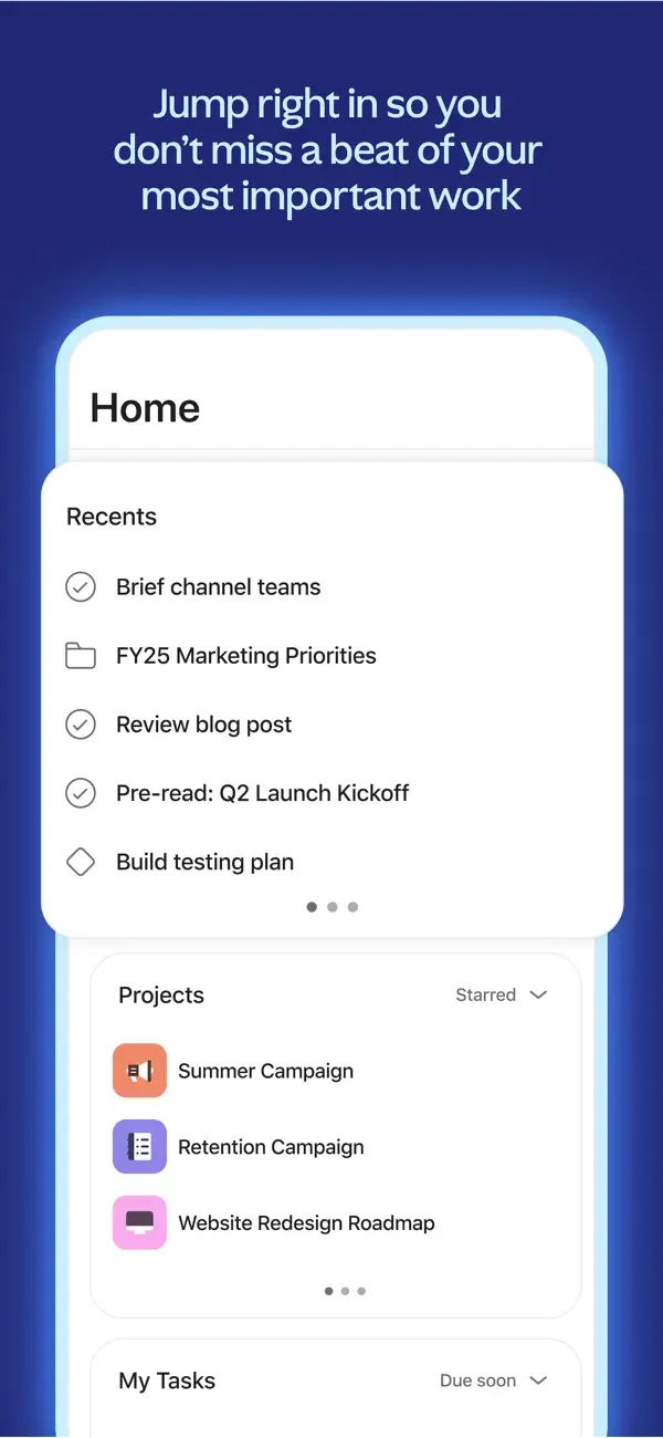 Asana — Home shortcuts