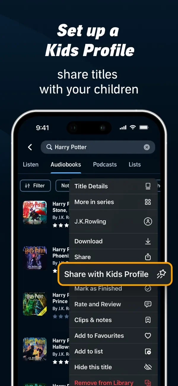 Audible — Library item actions