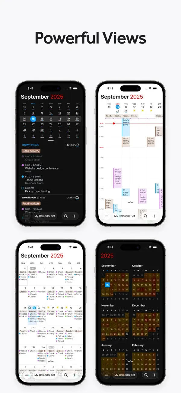 Fantastical — Calendar view comparison