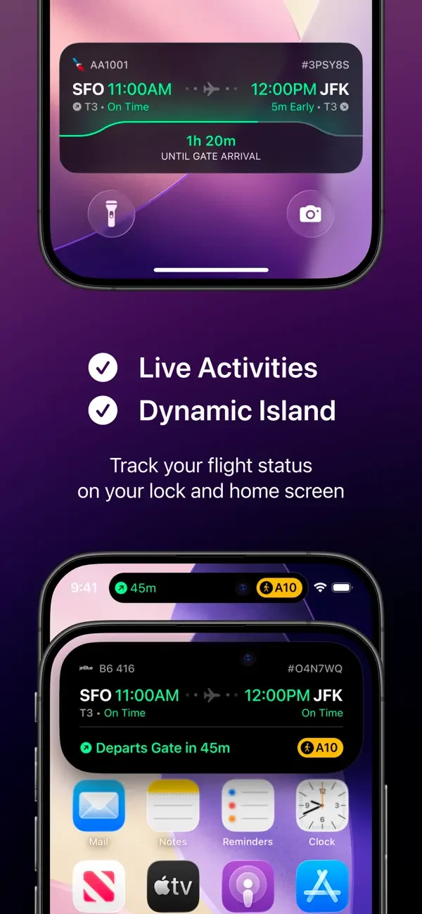 Flighty — Live Activity previews