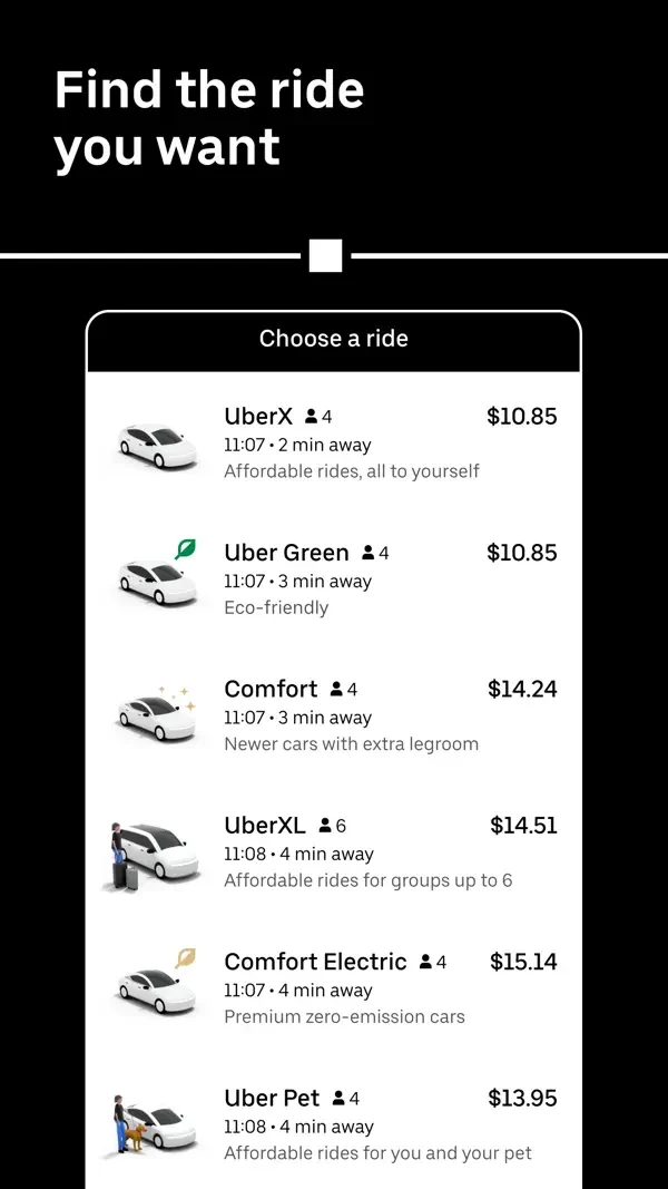 Uber — Ride selection