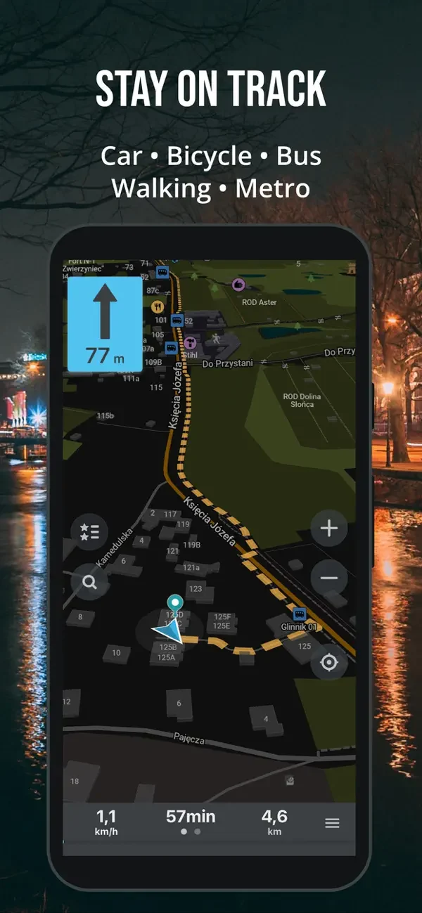 Organic Maps — Night route guidance
