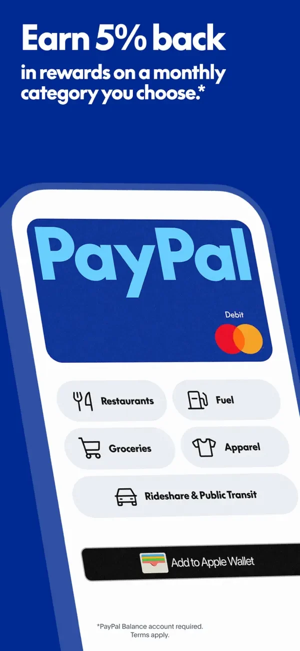 PayPal — Card and reward categories