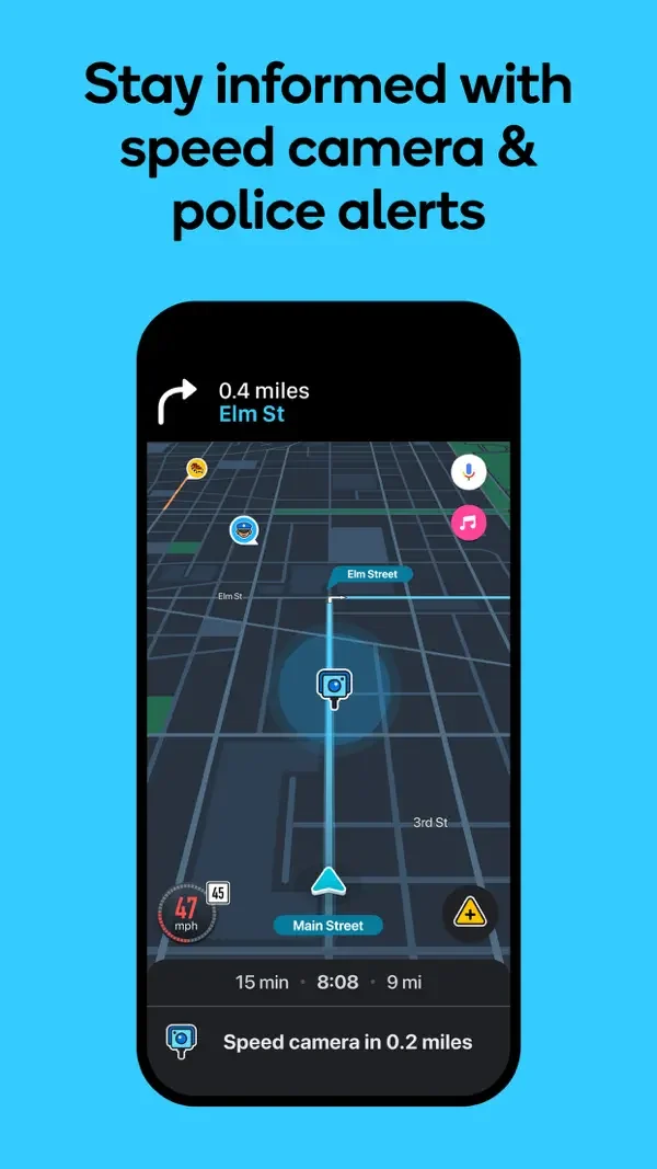 Waze — Night navigation alert