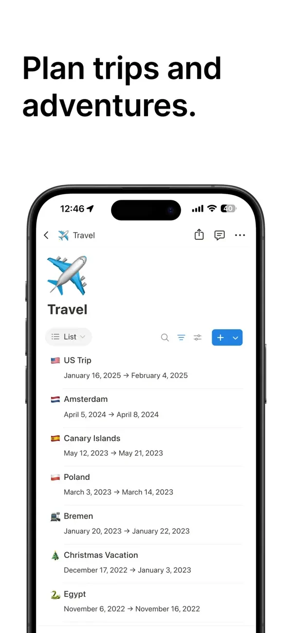 Notion — Travel database