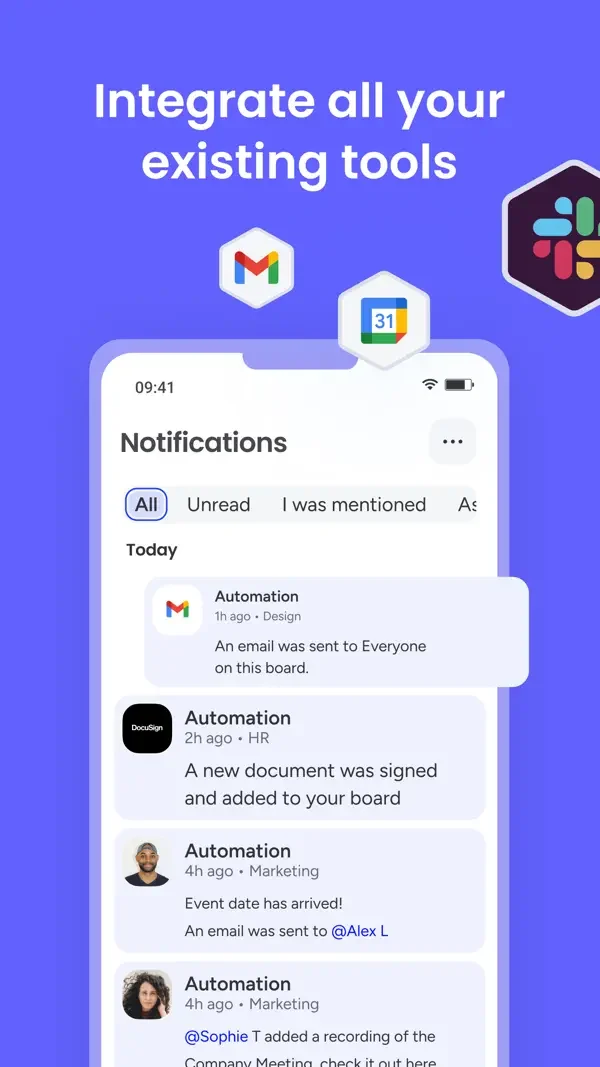 monday.com — Notification list