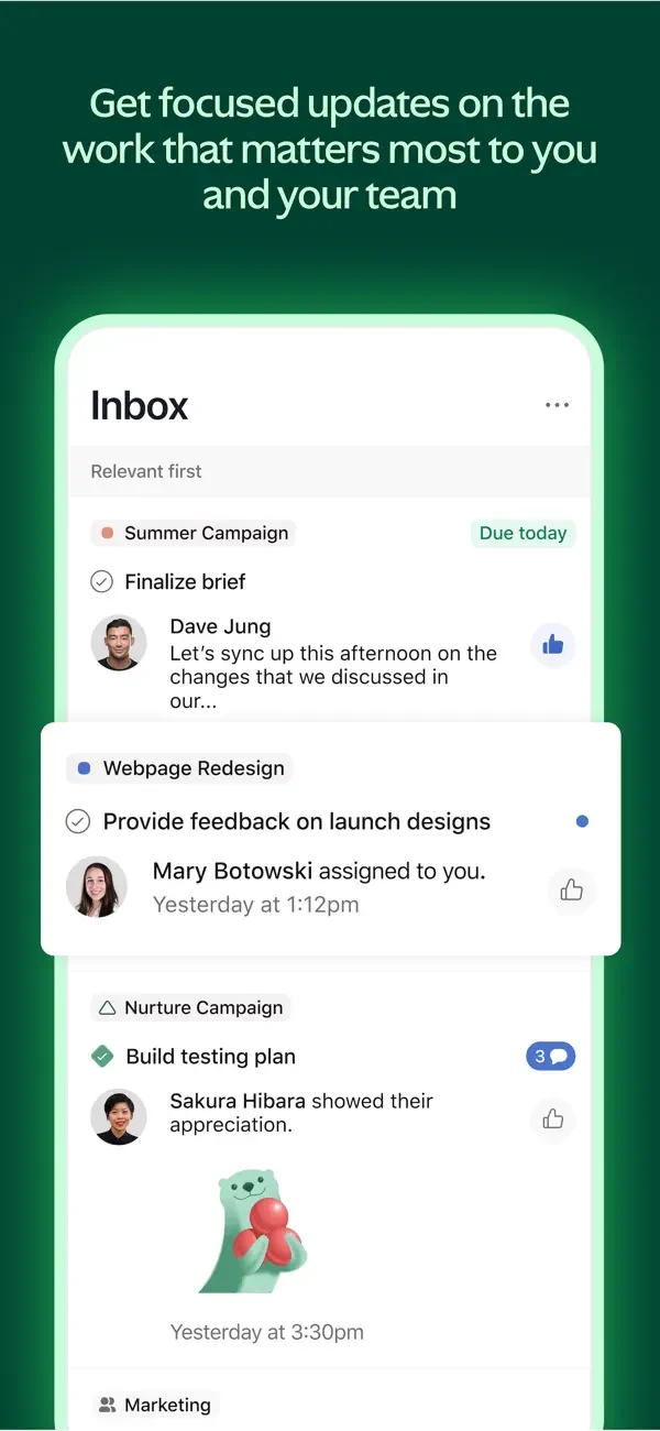 Asana — Activity inbox