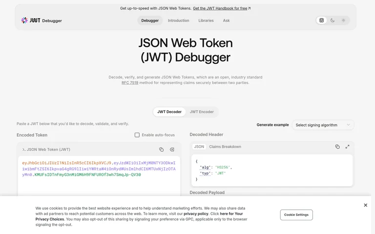 JWT — Token debugger preview