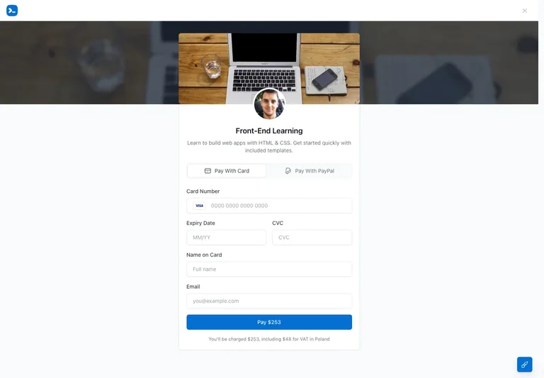 Tabler — Payment form preview