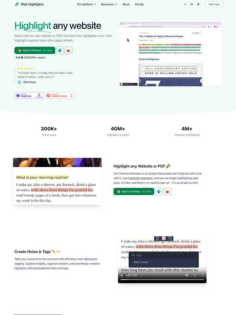 Web Highlights preview