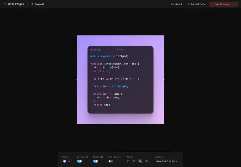 Ray.so — Code image editor preview