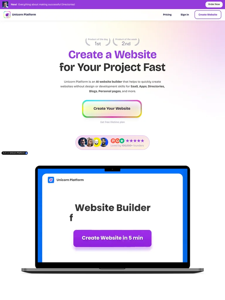 Unicorn Platform preview