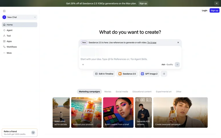 Runway — Creative workspace start preview