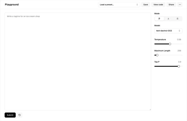 shadcn/ui — Prompt playground preview