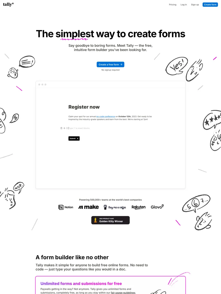 Tally — Minimal Doc Form preview