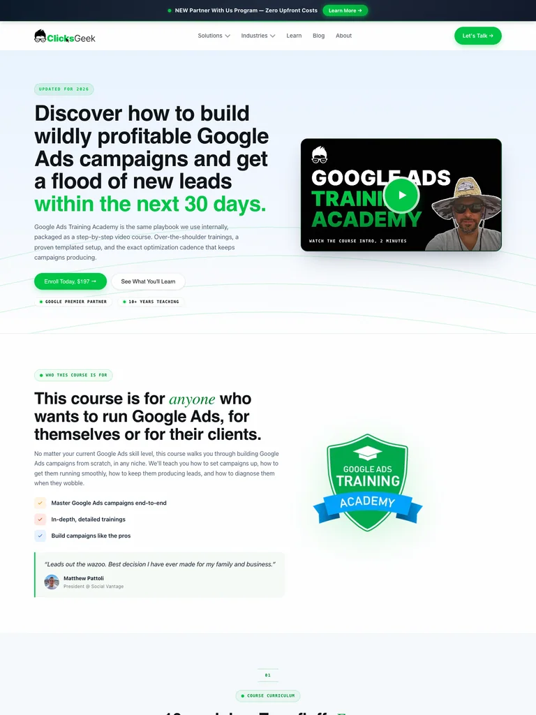 Clicks Geek — Google Ads Training Academy preview