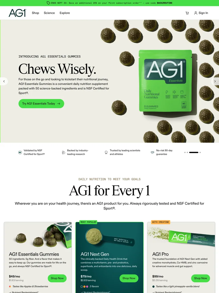 AG1 — Long-Form Science Sales preview